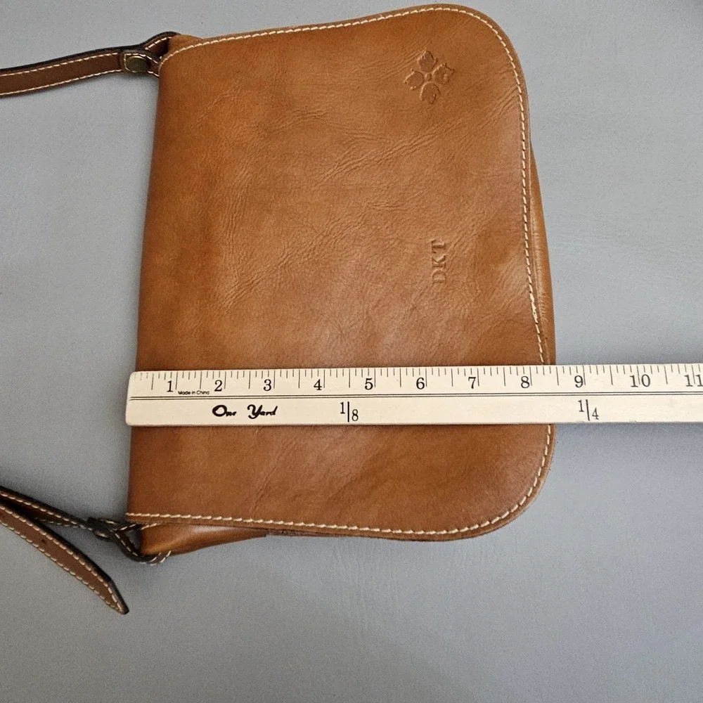 Patricia Nash Positano Saddle Bag Brown Leather Monogrammed‎ Handbag Purse